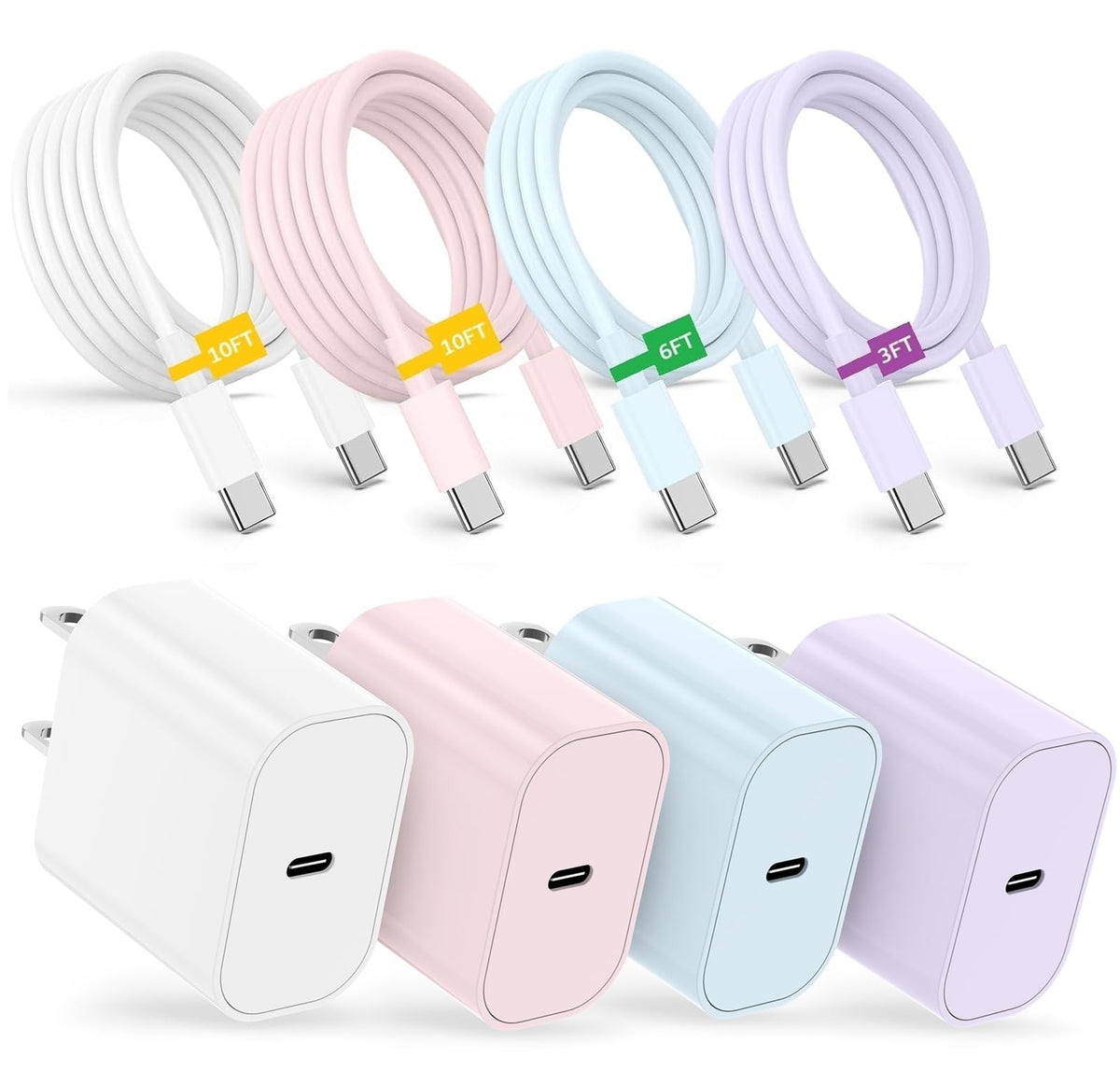 Fast Charger Block with USB C to C Cables