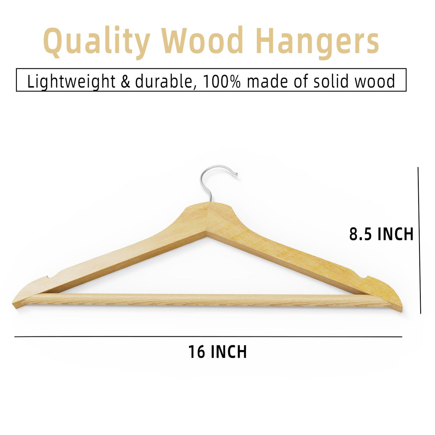30 Pack Non-Slip Wooden Coat Hangers