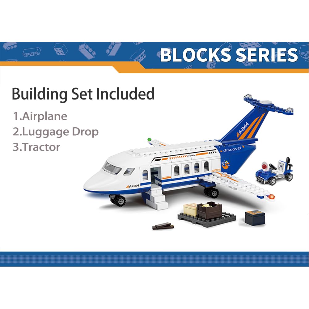 Airplane Building Set with Trailer and Truck