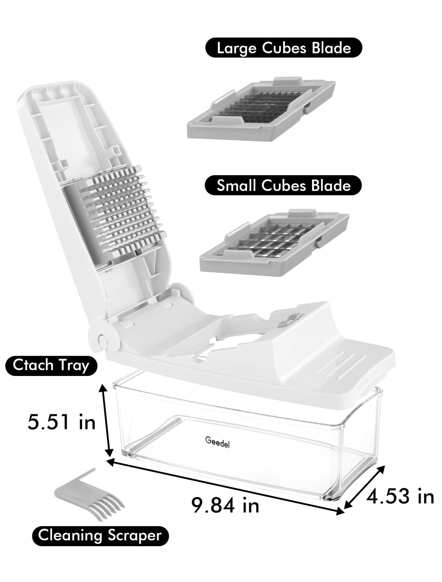 Geedel Vegetable Chopper, Onion Chopper Pro Food Chopper, Kitchen Vegetable Slicer Dicer Cutter, Veggie Chopper with container for Salad Onion Potato Carrot (2 in 1, White)