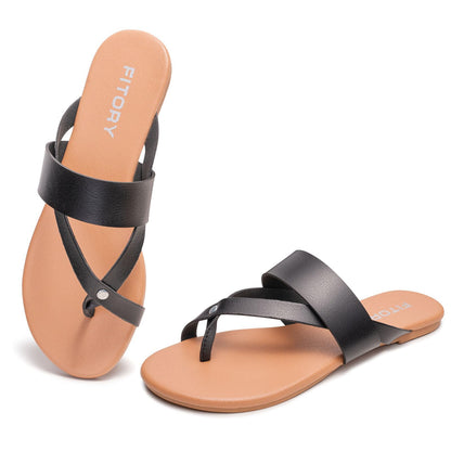 FITORY Womens Flat Round Sandals