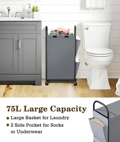 Luxspire 75L Rolling Laundry Hamper with Lid