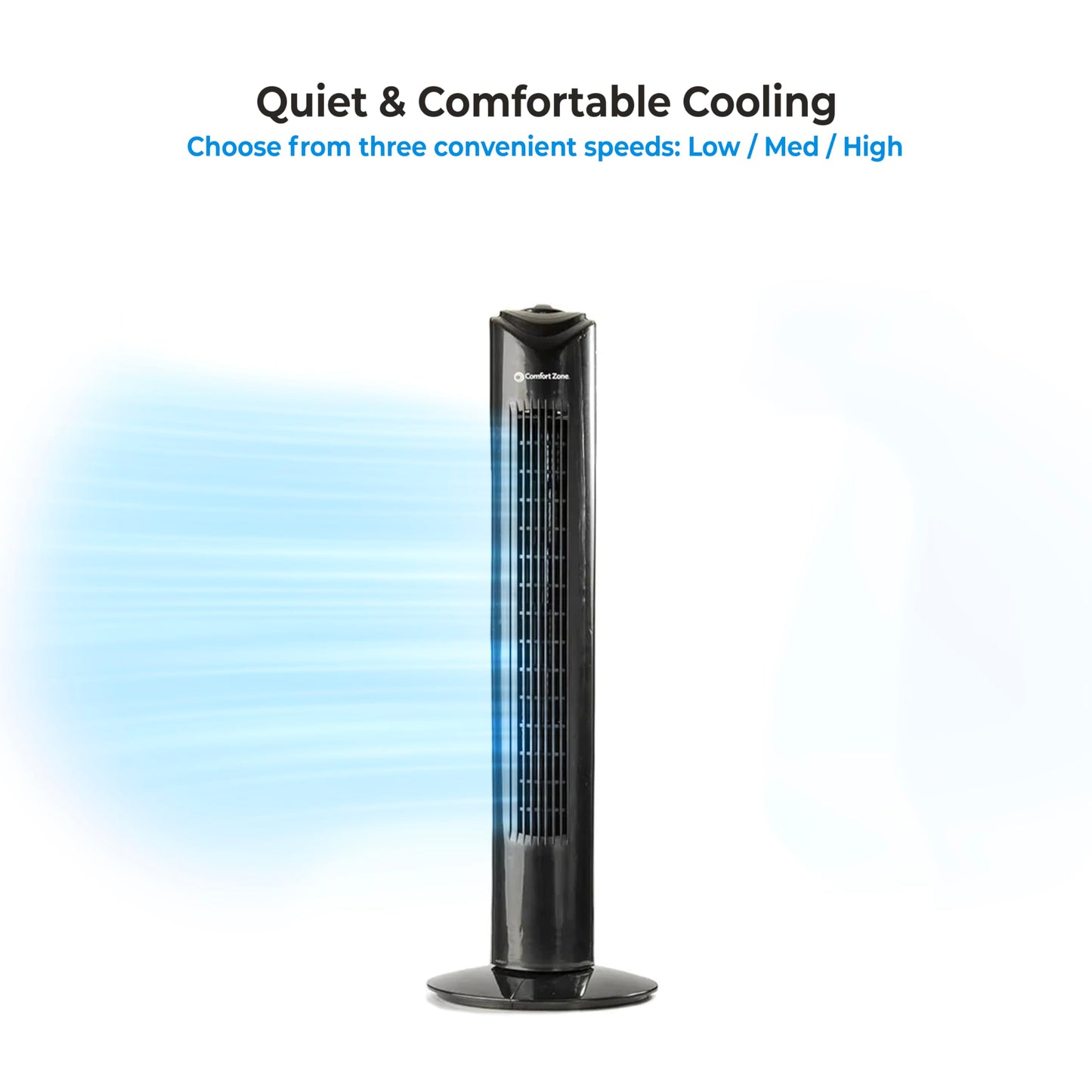 Comfort Zone 32" Bladeless Tower Fan, 3 Speeds
