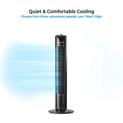 Comfort Zone 32" Bladeless Tower Fan, 3 Speeds