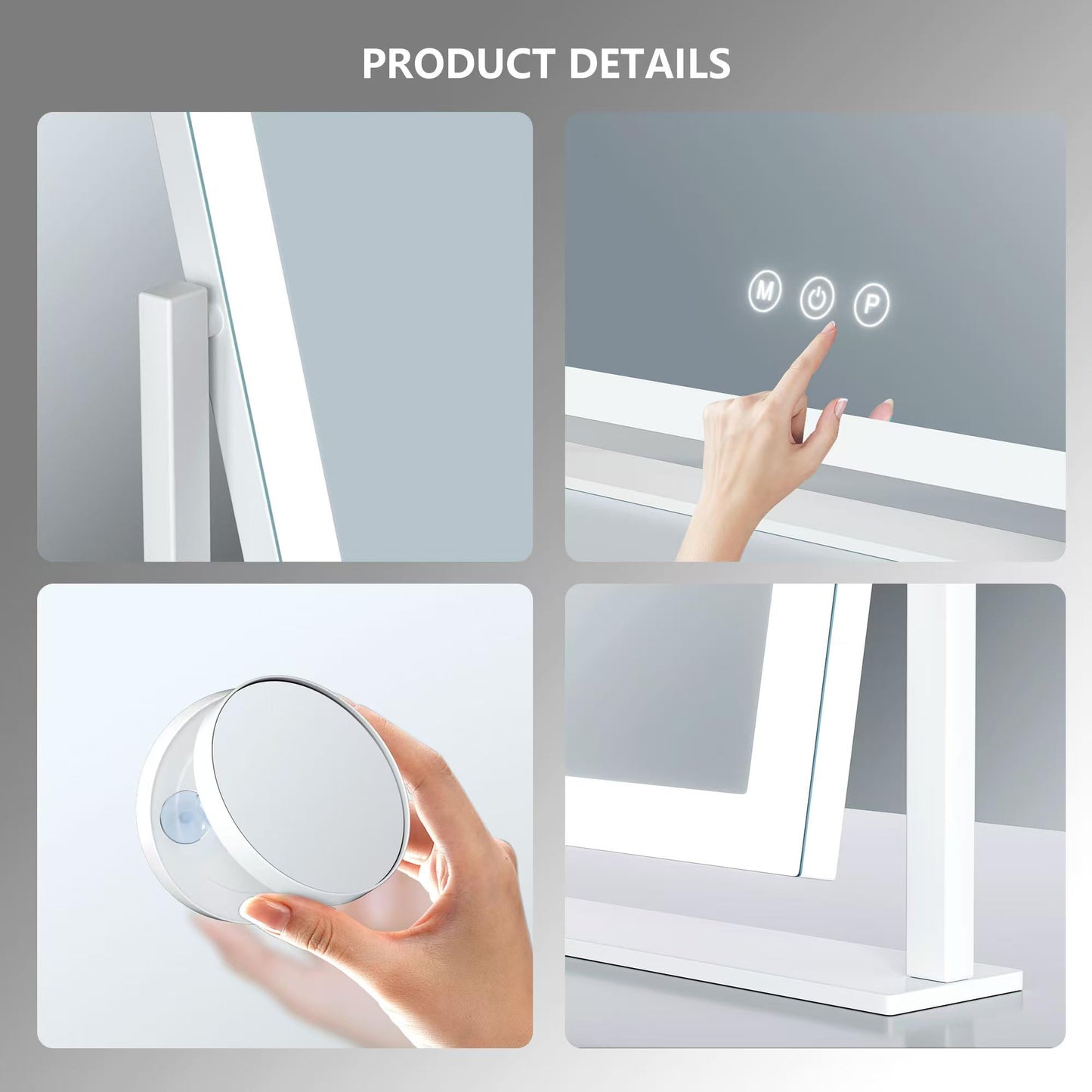 Large LED Makeup Mirror with Lights and Magnification