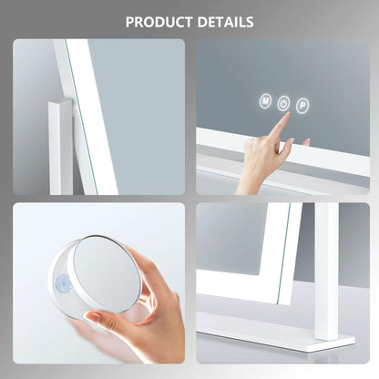 Large LED Makeup Mirror with Lights and Magnification