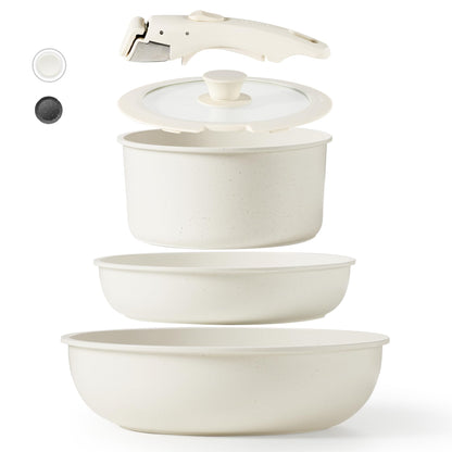 5-Piece CAROTE Nonstick Cookware Set with Detachable Handles
