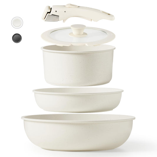 5-Piece CAROTE Nonstick Cookware Set with Detachable Handles