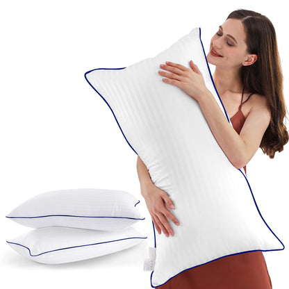 SEMZSOM Hotel Collection Bed Pillows Queen Size Set of 2, Soft & Supportive Down Alternative Pillow for Side or Back Sleeper