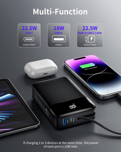 20000mAh High-Speed Power Bank with USB-C Cable