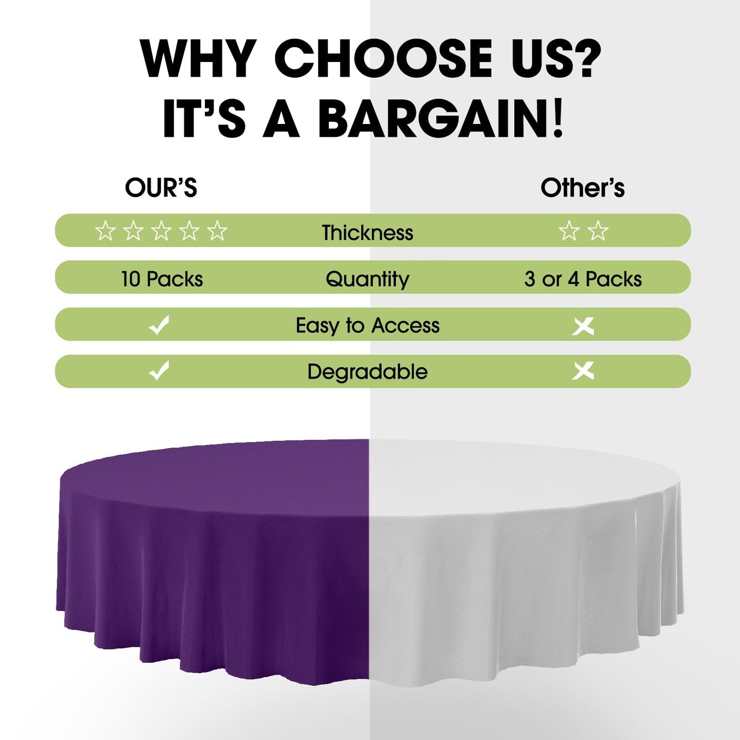 Pureegg Disposable Purple Tablecloths - 10 Pack