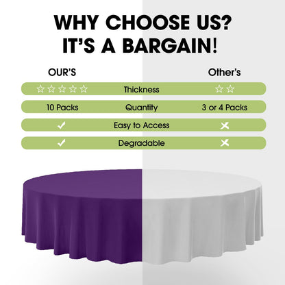 Pureegg Disposable Purple Tablecloths - 10 Pack