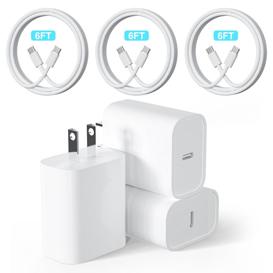 20W PD Fast Charger 3-Pack with Cables