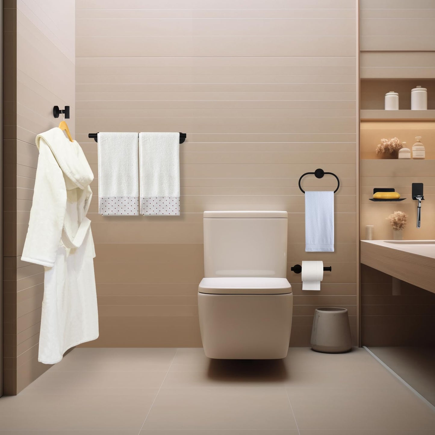 TACGEA 8-Piece Bathroom Hardware Set - Matte Black