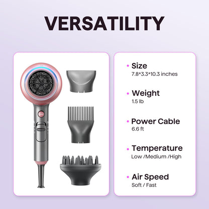 Ionic Hair Dryer with Diffuser for Curly Hair