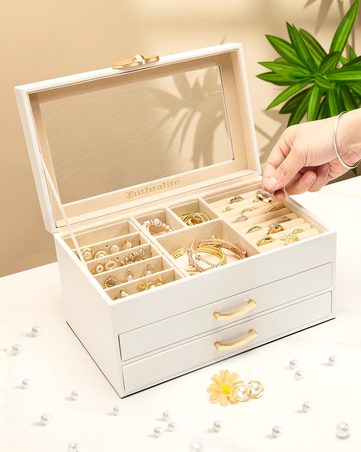 Enthralite 2-Drawer Jewelry Box Organizer for Women