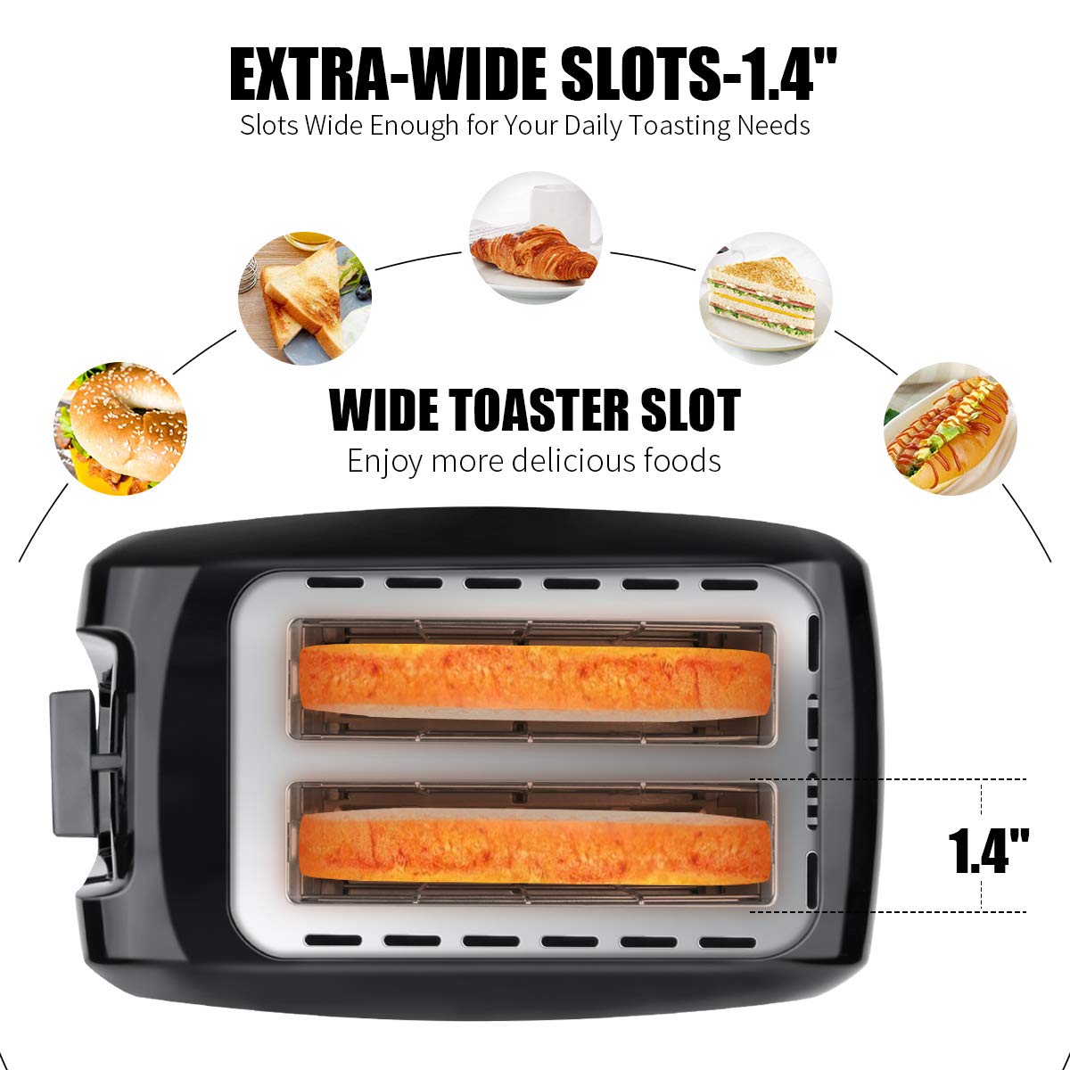 Toaster 2 Slice Stainless Steel Toaster Two Slice Toaster with Removable Crumb Tray Toaster Wide Slot Toasters 2 Slice Best Rated Prime with 7 Bread Shade Settings and Bagel, Defrost, Cancel Function