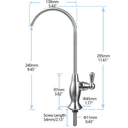 Drinking Water Filter Faucet, Kitchen Stainless Steel Water Purifier Faucet for Reverse Osmosis Water Filtration System, Non-Air Gap, Lead-Free, Brushed Nickel