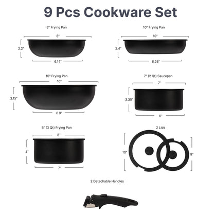 9-Piece Nonstick Ceramic Cookware Set, Black