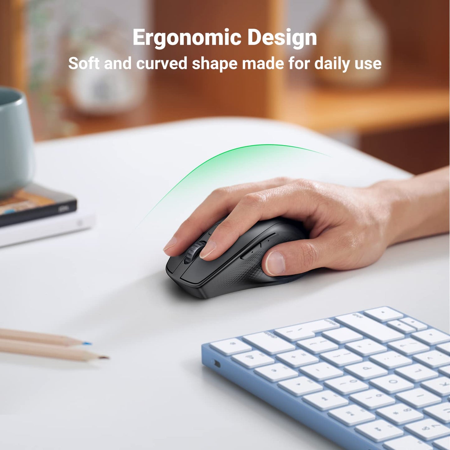 UGREEN Ergonomic Bluetooth Wireless Mouse with USB