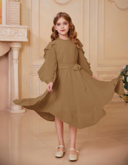 GRACE KARIN Girls Ruffle Swing Maxi Dress