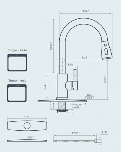 FORIOUS Kitchen Faucets, Brushed Nickel Kitchen Faucet with Pull Down Sprayer, High Arc Single Handle Stainless Steel Sink Faucets 1 or 3 Hole, Kitchen Sink Faucets for Farmhouse Camper Laundry Rv Bar