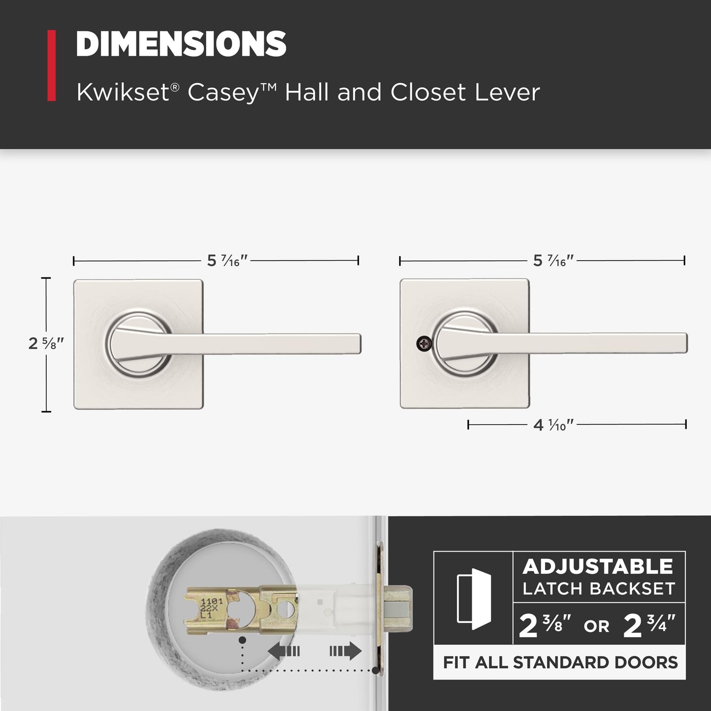 Kwikset Casey Satin Nickel Passage Door Lever