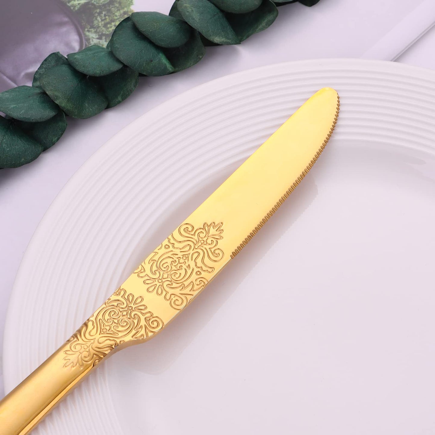 Mafier 20-Piece Stainless Steel, Service for 4, Gold Cutlery Silverware Durable Tableware Knife Spoon Fork Set, Mirror Polished and Dishwasher Safe