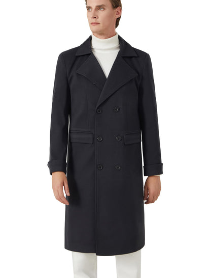 INVACHI Men's Wool Blend Pea Coat with Pockets