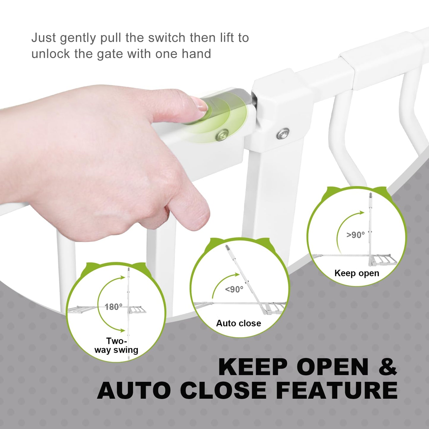 Baby Gate with Cat Door - Auto Close Safety