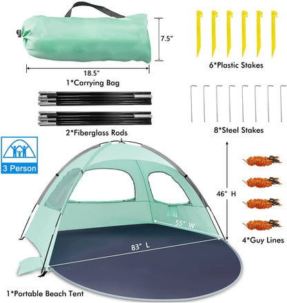 Beach Tent for 2-3 Person with UV Protection