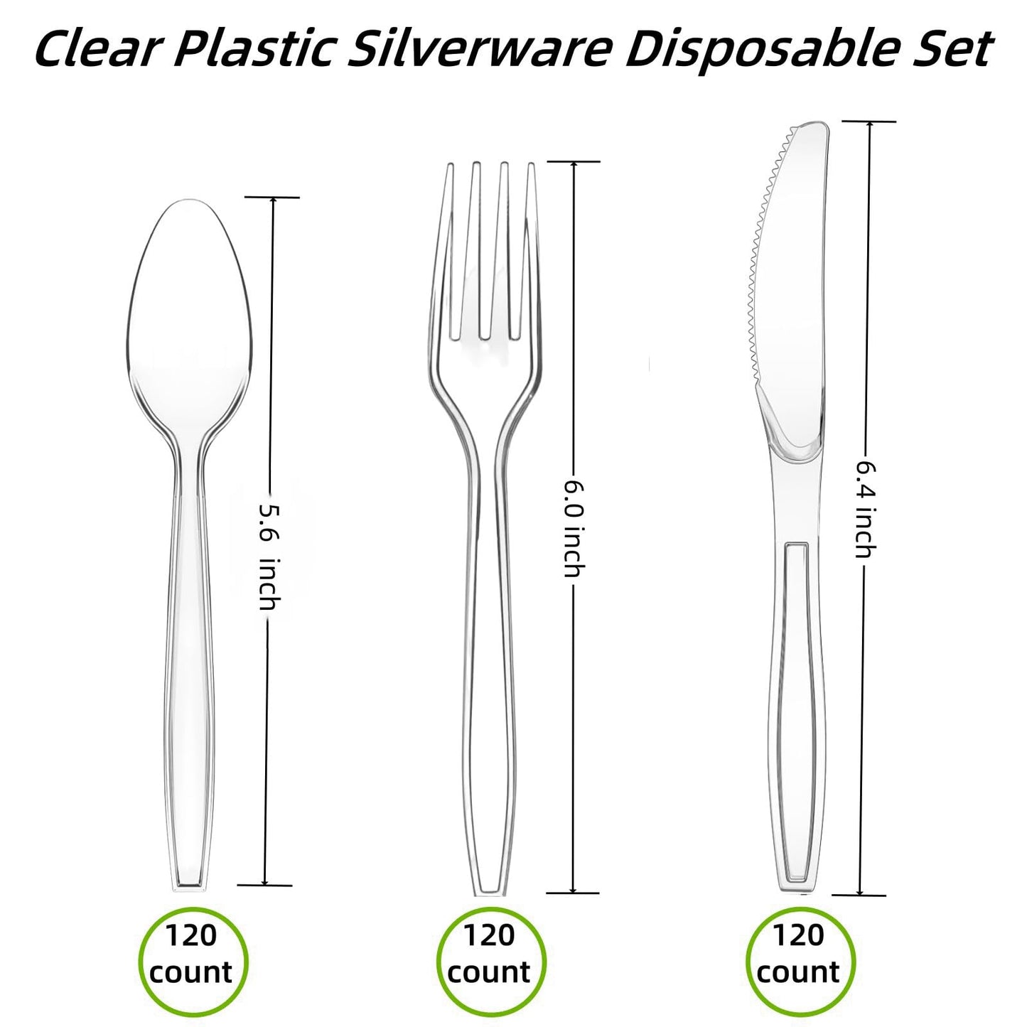 360 Count Heavy Duty Disposable Plastic Utensils Set