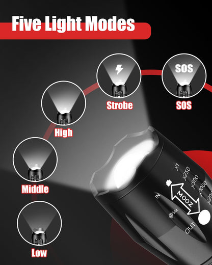 Victoper 2000 Lumens Waterproof Tactical Flashlight 2 Pack