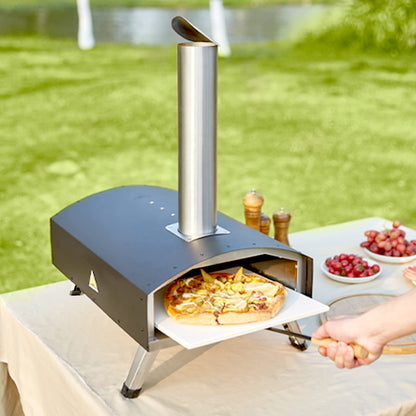 VEVOR Outdoor Pizza Oven, 12-inch Pellet and Charcoal Fire Pizza Maker, Portable Outside Stainless Steel Ovens with Pizza Stone, Waterproof Cover, Shovel, Wood Burner for Backyard Camping, Black