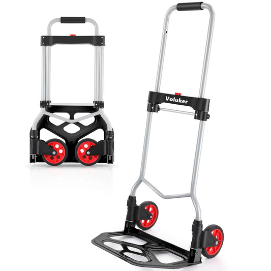 254 LBS Aluminum Folding Hand Trucks and Dolly, Foldable Dolly Cart for Moving Heavy Loads, Collapsible Dolly Convertible Hand Truck Dolley Portable and Durable.