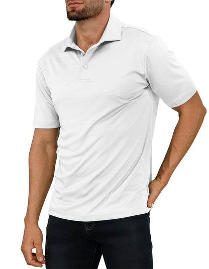 JOYMASAR Mens Summer Athletic Golf Polo Shirts - Short Sleeve Workout Casual Polos Quick Dry Tennis T-Shirt White