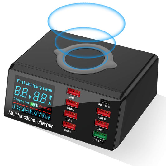 Charging Station for Multiple Devices, 100w 6-Ports Include 5USB+1QC3.0 Ports Fast Charging Station for Apple, Fit for Other Mobile Phones Brands