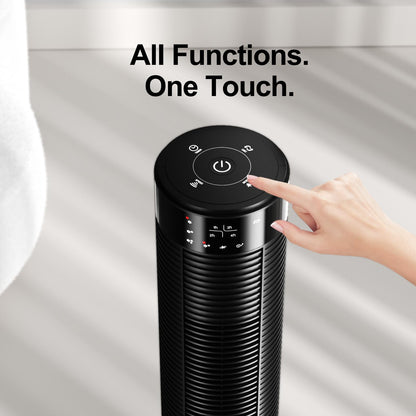 CIH Tower Fan 39 Inch, 24ft/s Velocity Quiet Oscillating Bladeless Fan with Remote, 3 Modes, LED Display, 10H Timer, Black Floor Standing Fan Powerful for Indoor Home Bedroom Office Room