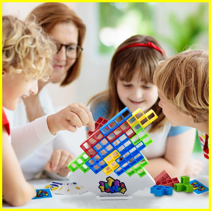 QYLAX 48 Pcs Tetra Tower Game Perfect Family Games for Kids and Adults, Fun 2 Player Balance Game Great for Friends, Parties, Travels