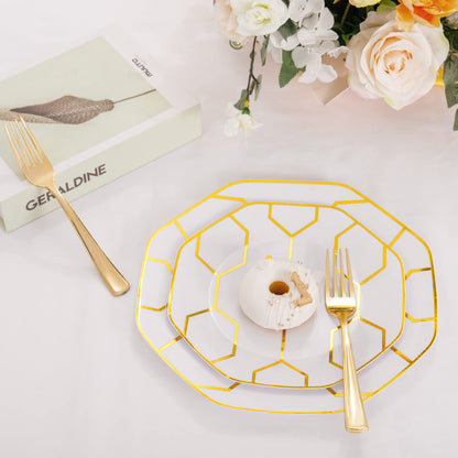 COLOSUS 175PCS Gold White Party Plates Set