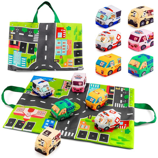 6-Pack Jingle Bell Fabric Car Toys with Bag