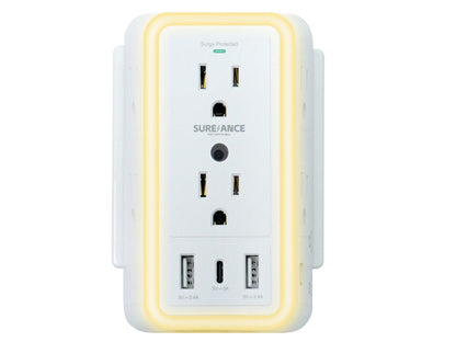 SUREANCE Surge Protector with USB Ports and Lights