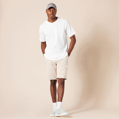 Amazon Essentials Men's Regular-Fit Short-Sleeve Pique Henley (Available in Big & Tall), Pack of 2, White, Small