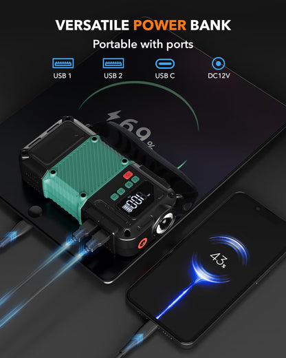 Portable Car Jump Starter and Air Compressor
