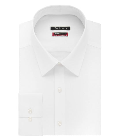 Van Heusen mens Slim Fit Flex Collar Stretch Solid Dress Shirt, White, 15.5 Neck 32 -33 Sleeve Medium US