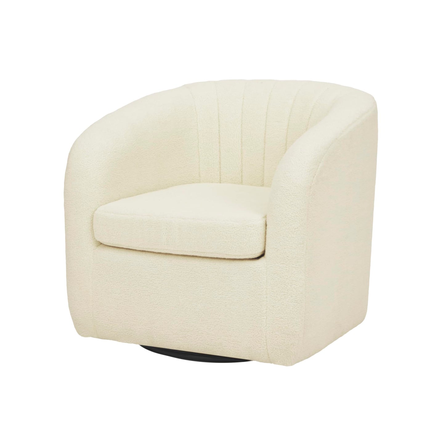 Teamson Home Monroe Faux Shearing 28.75" Swivel Tub Chair, Ivory