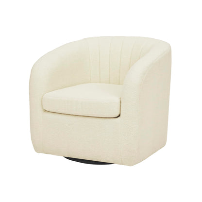 Teamson Home Monroe Faux Shearing 28.75" Swivel Tub Chair, Ivory