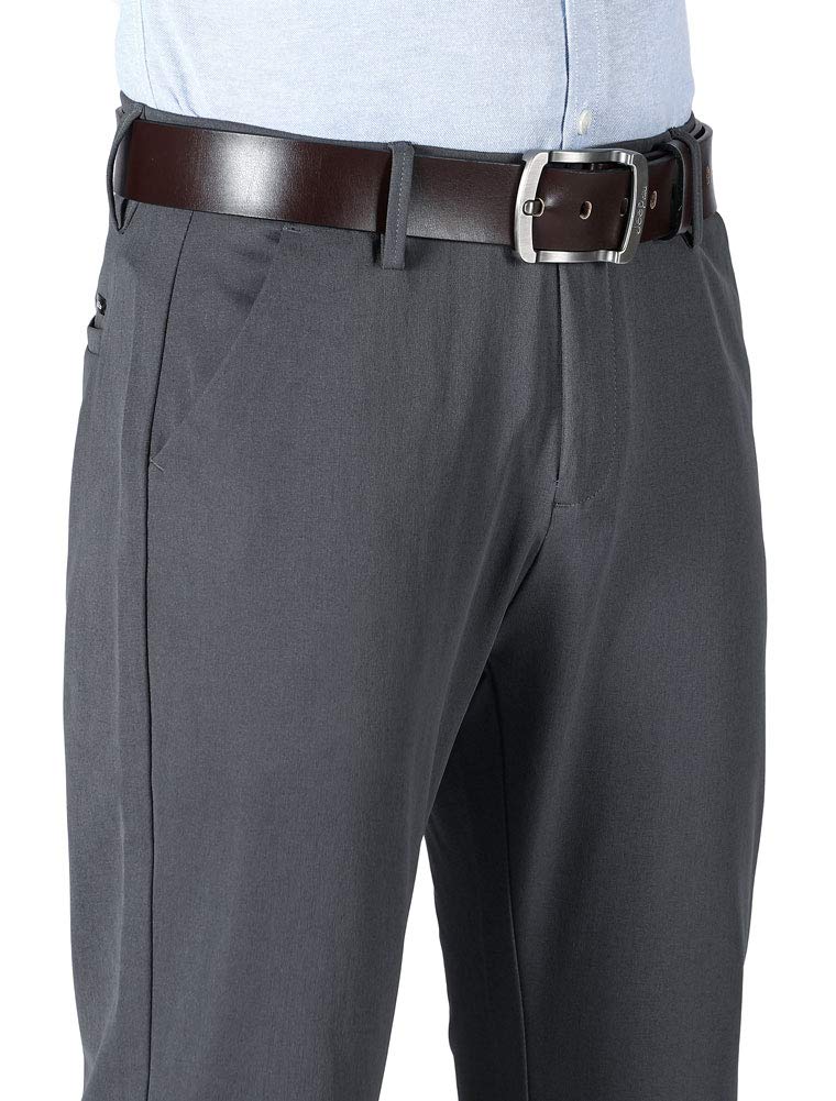 Plaid&Plain Men’s Slim Fit Dress Pants Stretch Dress Pants 8101Charcoal 30X28