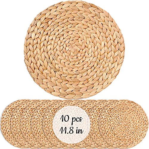 10 Pack Woven Water Hyacinth Round Placemats