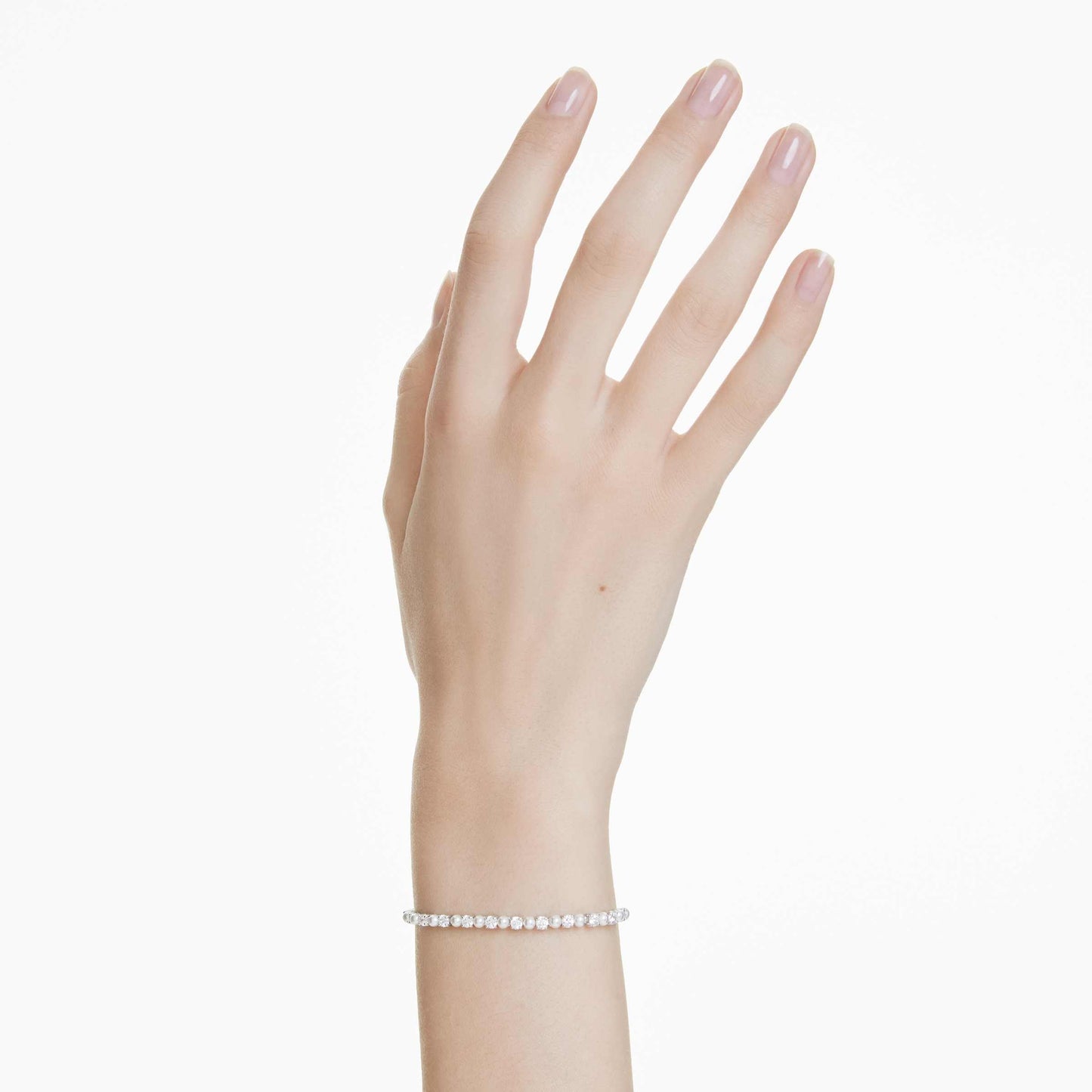 Swarovski Matrix Crystal Pearl Bracelet, Rhodium Finish